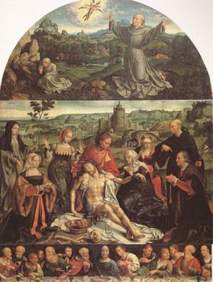 CLEVE, Joos van The Lamentation of Christ with the Last Supper(predella) and Francis Receiving the Stigmata(mk05) Spain oil painting art
